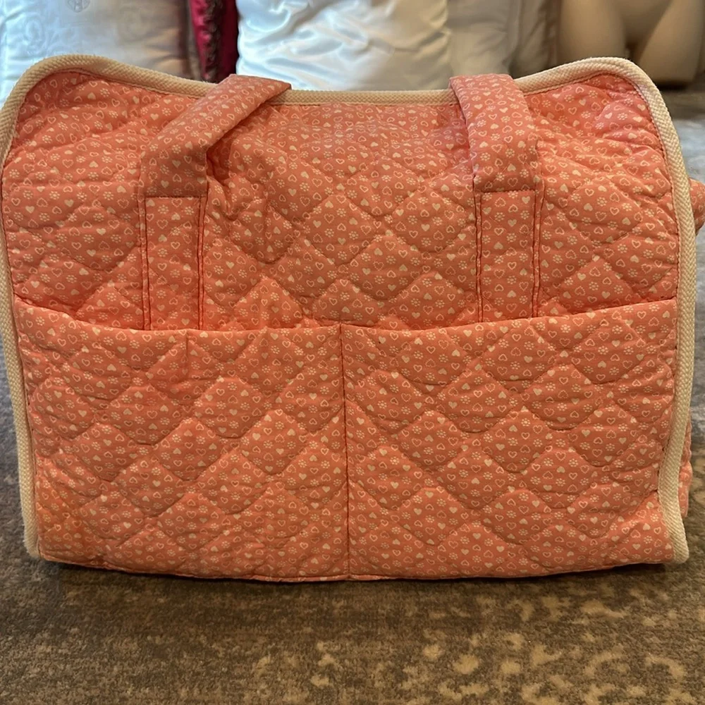 43 YEAR OLD VINTAGE DIAPER BAG PINK AND WHITE